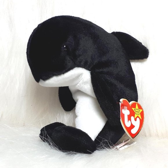 "Ty Beanie Baby" Waves the Orca whale 1996. Rare NWT - Picture 2 of 2